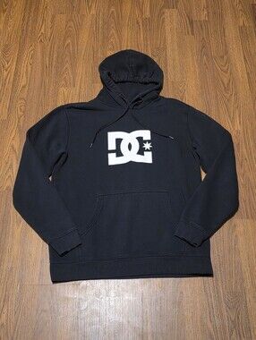 Vintage Y2K DC Shoes Co Black Graphic Pullover Hoodie Mens XL Skate Surf Street